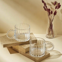 Pearly Glazen Set (6 stuks) - 300ml - Geribbeld Design