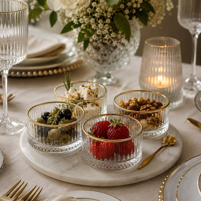 Elisa Golden Glazen Schaaltjes - 6 Stuks - Met Luxe Gouden Rand