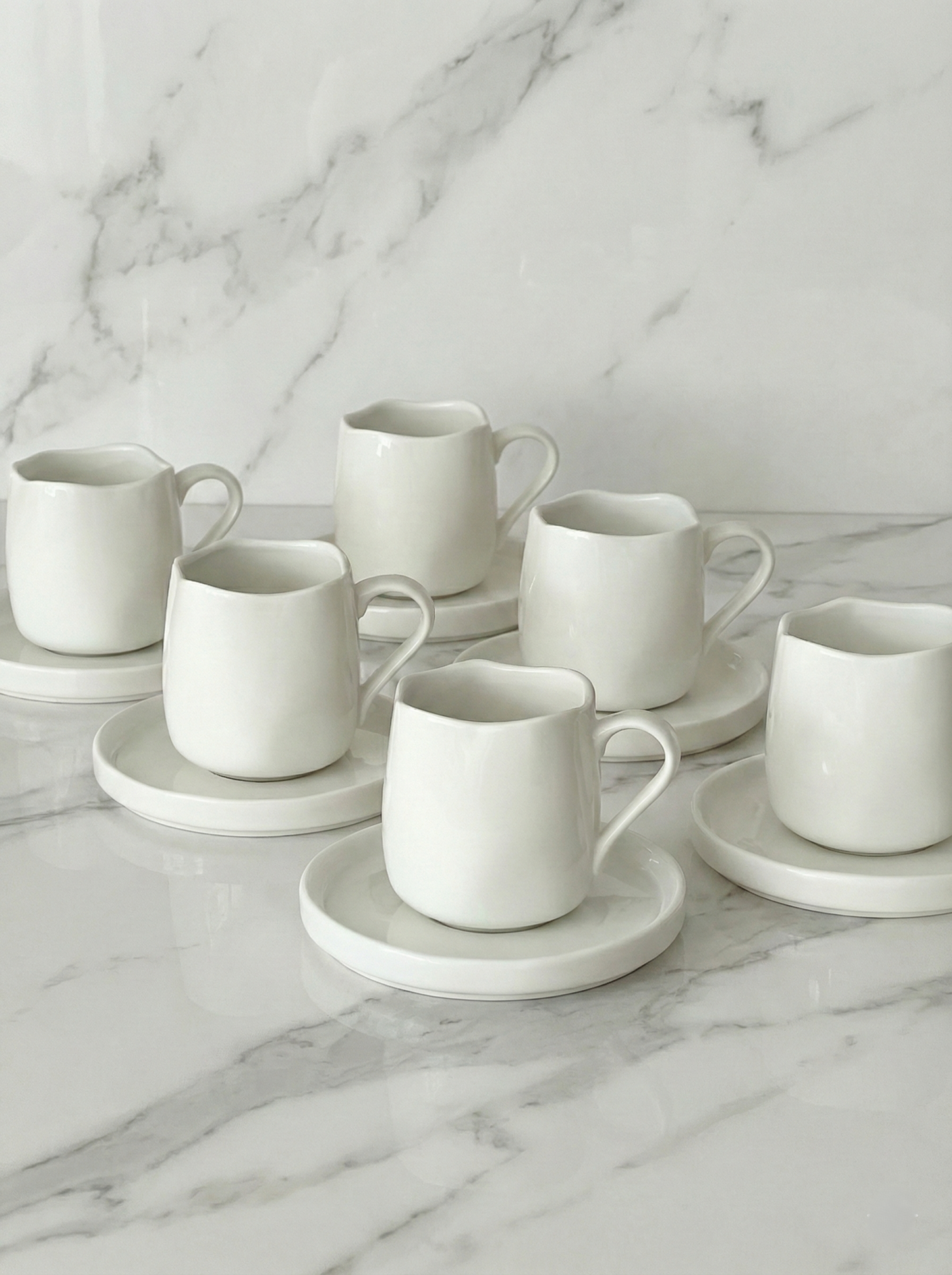 Almina Diva Koffiekopjes – 12-delige Set voor 6 Personen – Wit - Porselein – 250ml