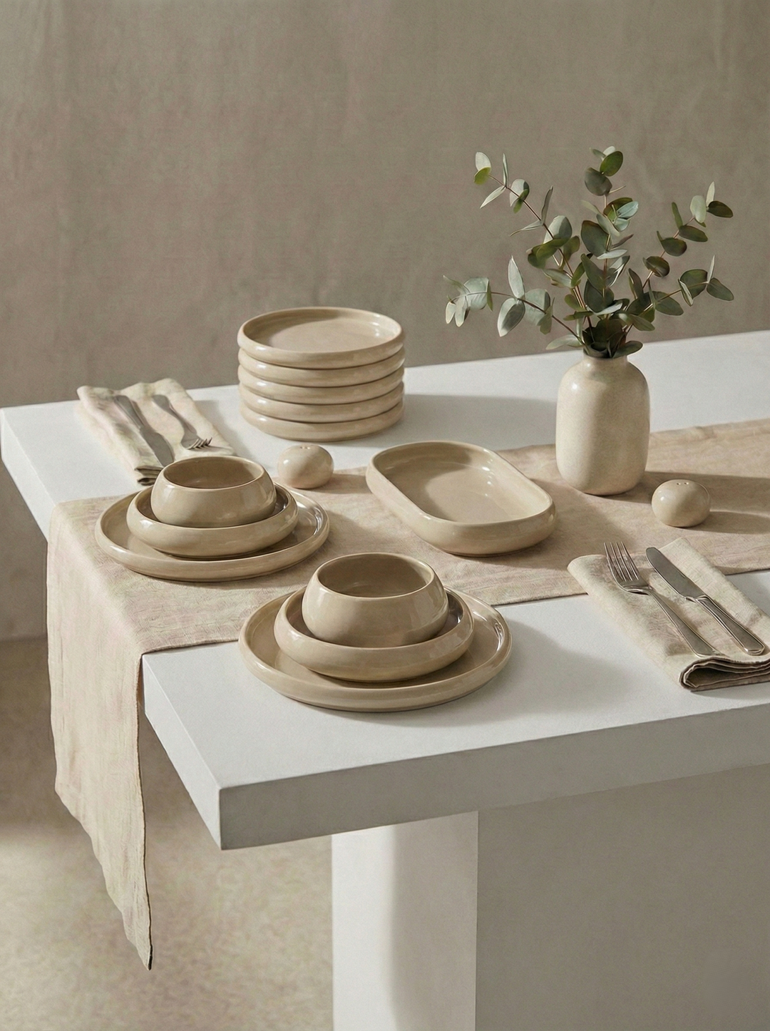 Lissa Bonna Biscuit Serviesset – 27-delig – Beige Porselein met Organisch Design
