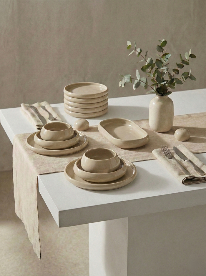 Lissa Bonna Biscuit Serviesset – 27-delig – Beige Porselein met Organisch Design