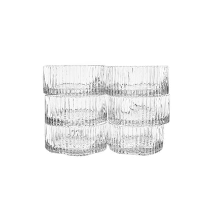 Almina Terra Buccia Glazen Schaaltjes - 6 Stuks - Transparant Ribbelglas