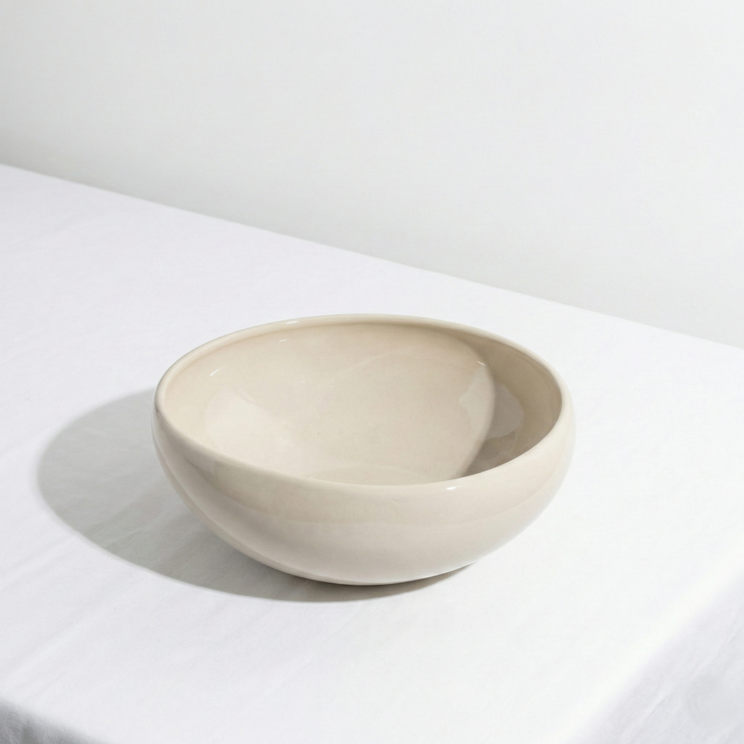 Wave Biscuit Schaal - Ø 23 cm - Hoogwaardig Porselein - Beige Serveerkom &amp; Saladeschaal