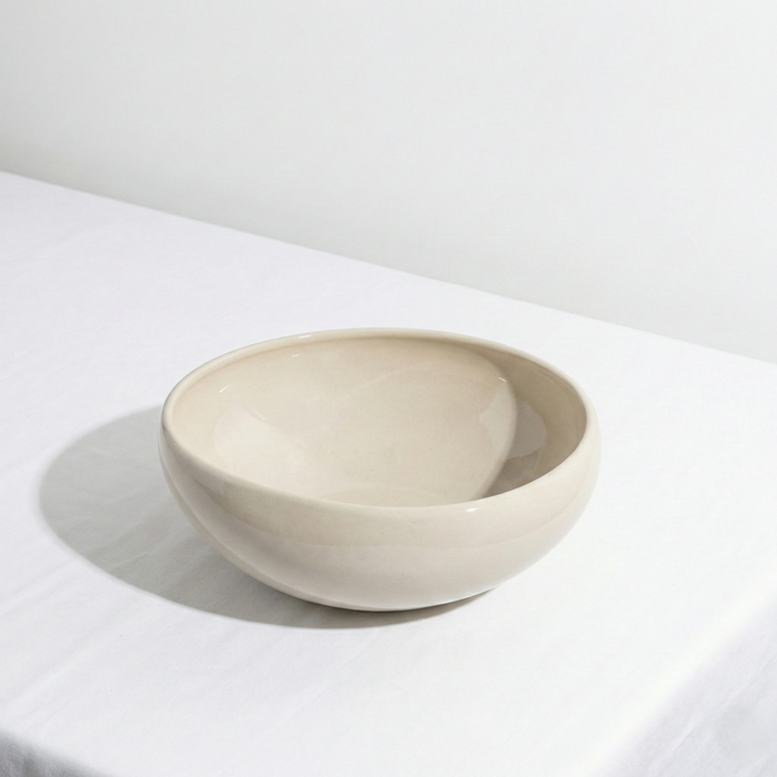 Wave Biscuit Schaal - Ø 23 cm - Hoogwaardig Porselein - Beige Serveerkom & Saladeschaal