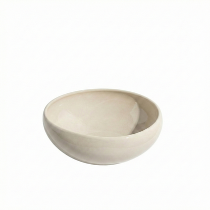 Almina Wave Biscuit Schaal - Ø 23 cm - Hoogwaardig Porselein - Beige Serveerkom & Saladeschaal