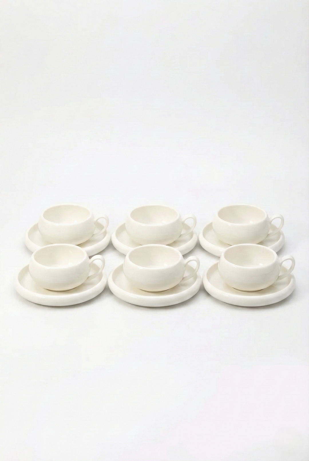 Belicia 12-delige Koffieset - Porseleinen Kop en Schotel - 6 Personen - 220ml - Wit