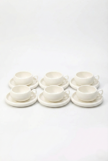 Almina Belicia 12-delige Koffieset - Porseleinen Kop en Schotel - 6 Personen - 220ml - Wit
