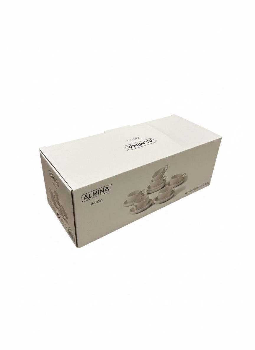 Belicia 12-delige Koffieset - Porseleinen Kop en Schotel - 6 Personen - 220ml - Wit