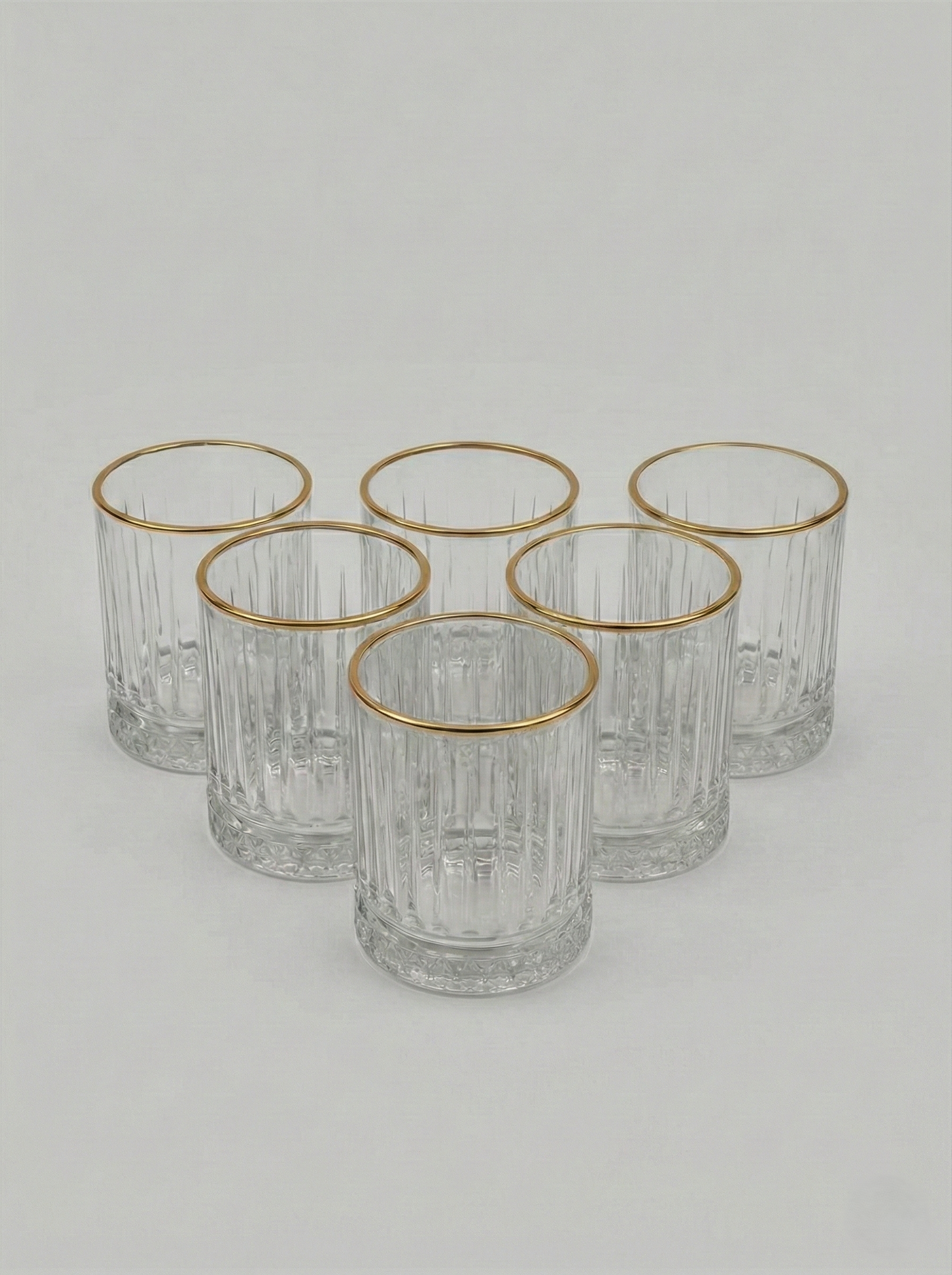 Almina Elisa Drinkglazen Set (6 stuks) – 240ml – Luxe Tumblers met Gouden Rand