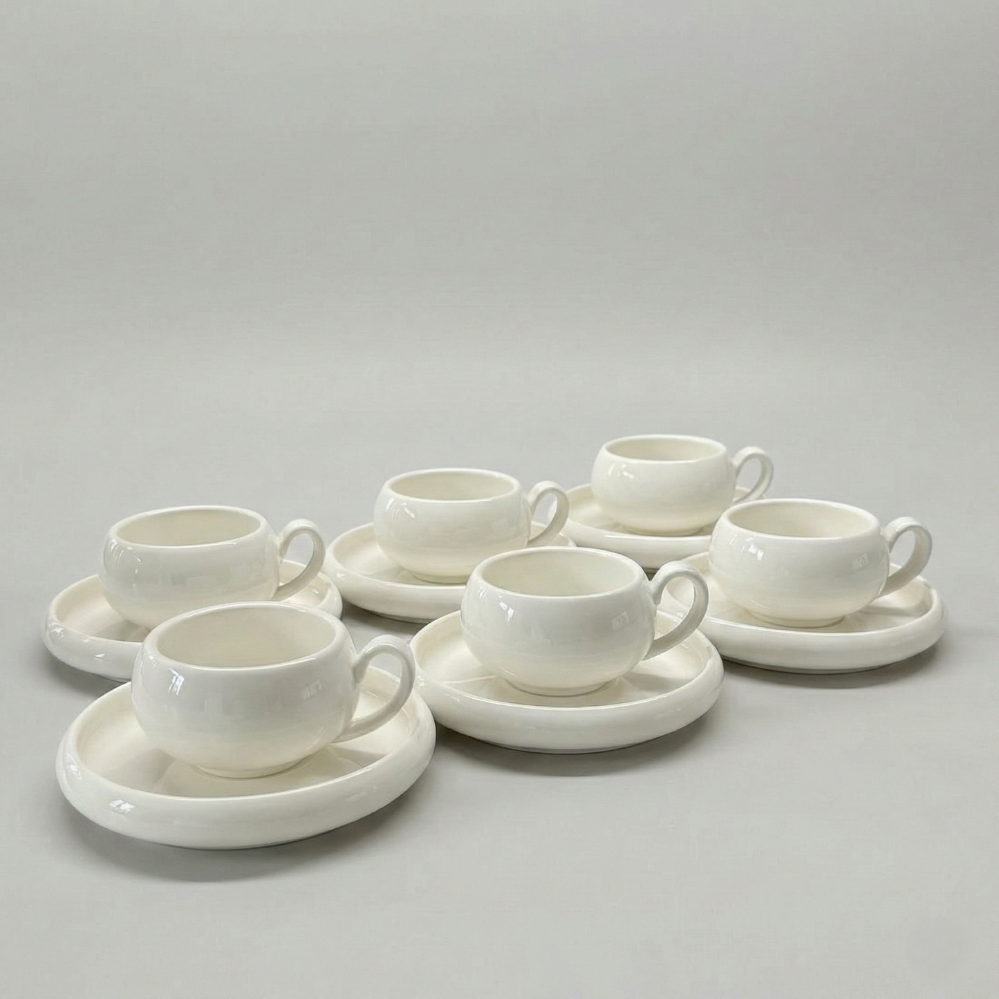 Almina Belicia Espresso Set - 12-delig (6 Personen) - 90ml - Wit Porselein - Kop en Schotel