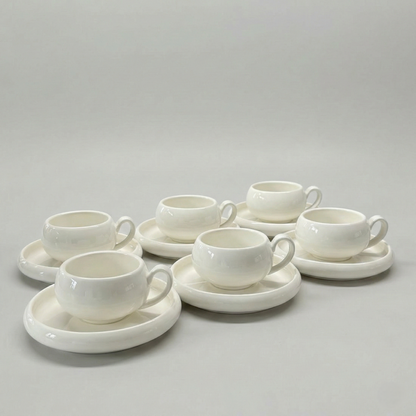 Almina Belicia Espresso Set - 12-delig (6 Personen) - 90ml - Wit Porselein - Kop en Schotel