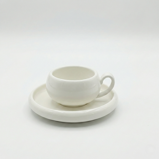 Almina Belicia Espresso Set - 12-delig (6 Personen) - 90ml - Wit Porselein - Kop en Schotel