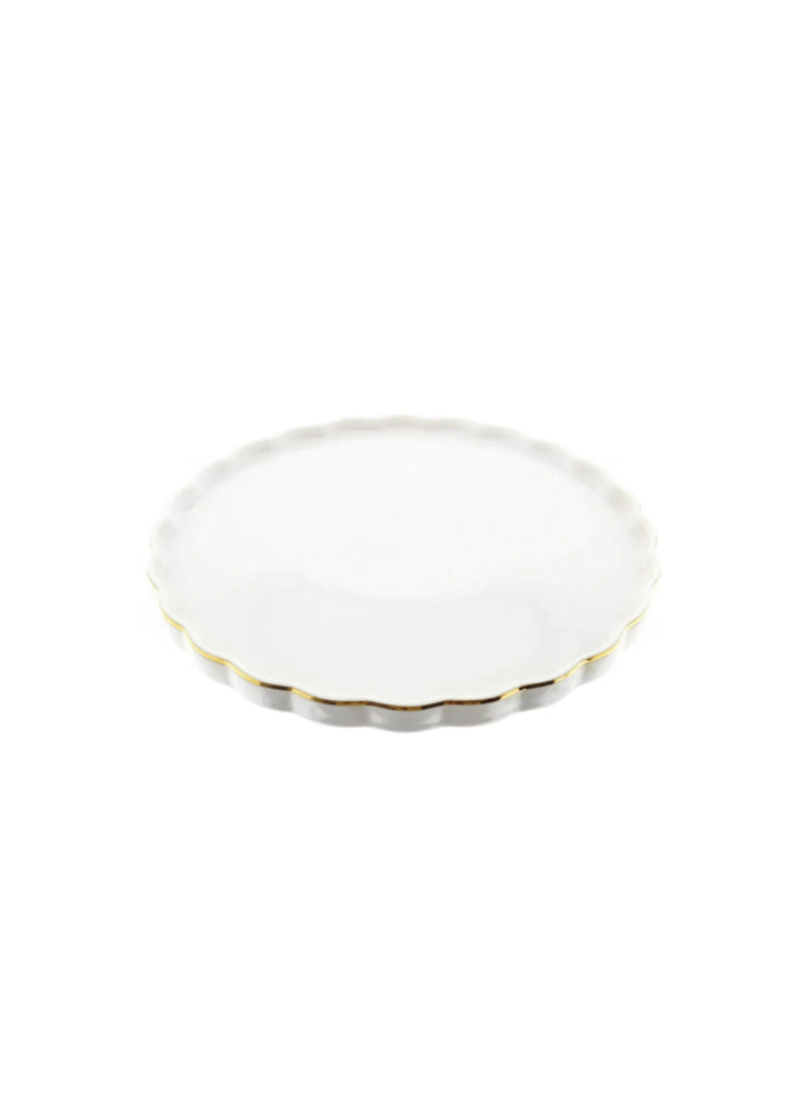 Flores Serviesset – 27-delig Wit Porselein met Gouden Rand – Klassiek &amp; Elegant