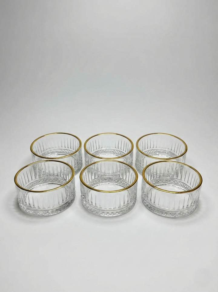 Elisa Golden Glazen Schaaltjes - 6 Stuks - Met Luxe Gouden Rand