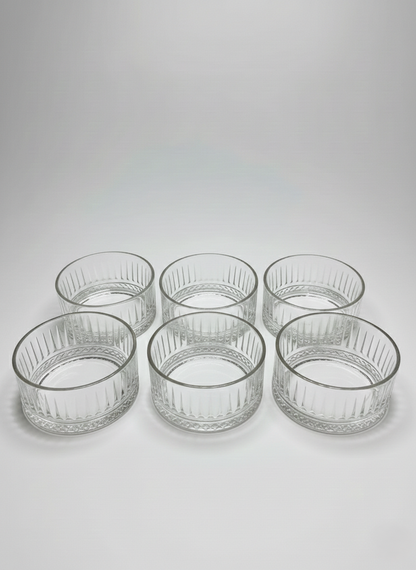 Almina Elisa Glazen Schaaltjes - 6 Stuks - Helder Glas met Reliëf