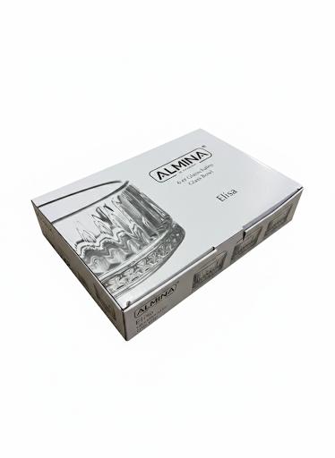 Almina Elisa Glazen Schaaltjes - 6 Stuks - Helder Glas met Reliëf