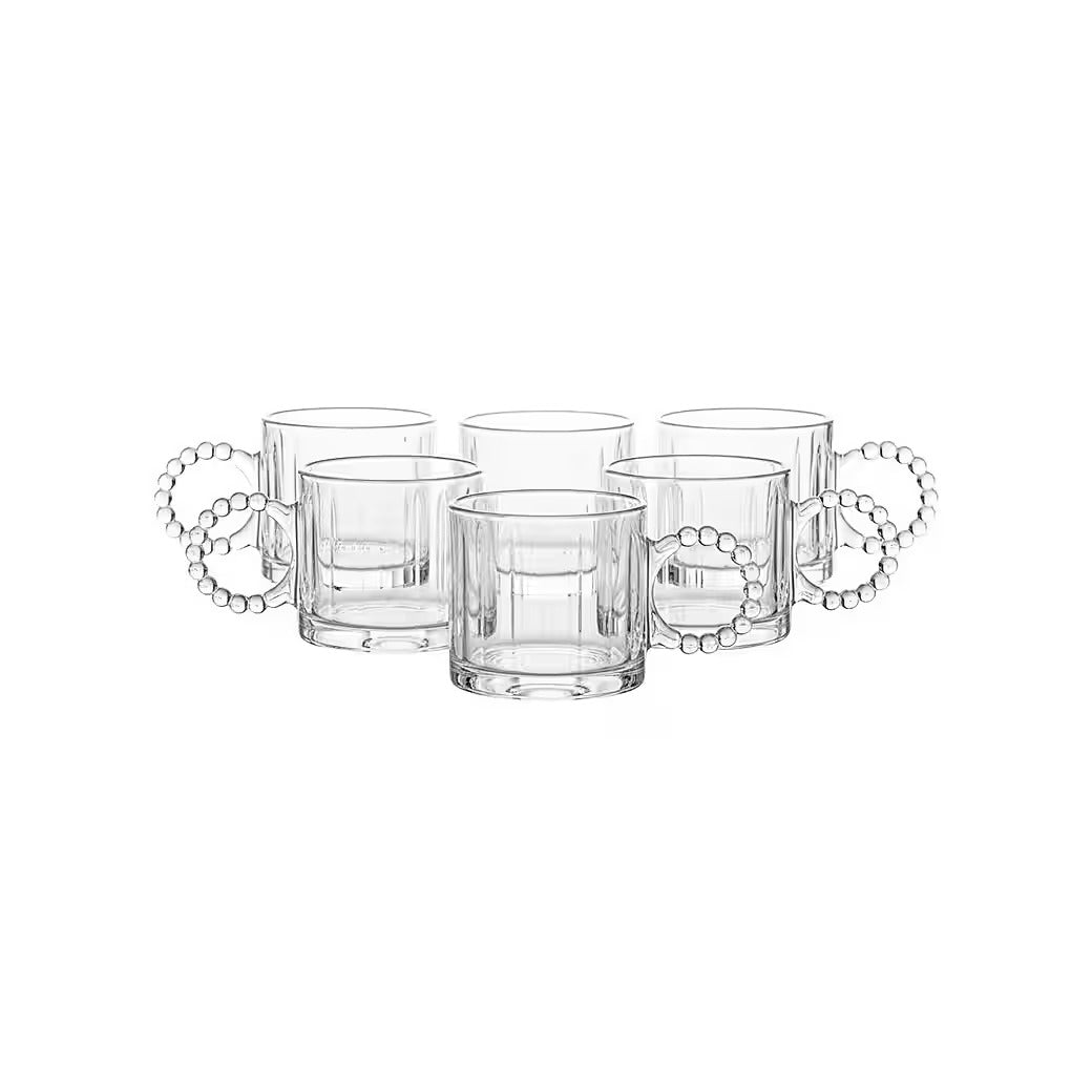 Pearly Glazen Set (6 stuks) - 300ml - Geribbeld Design