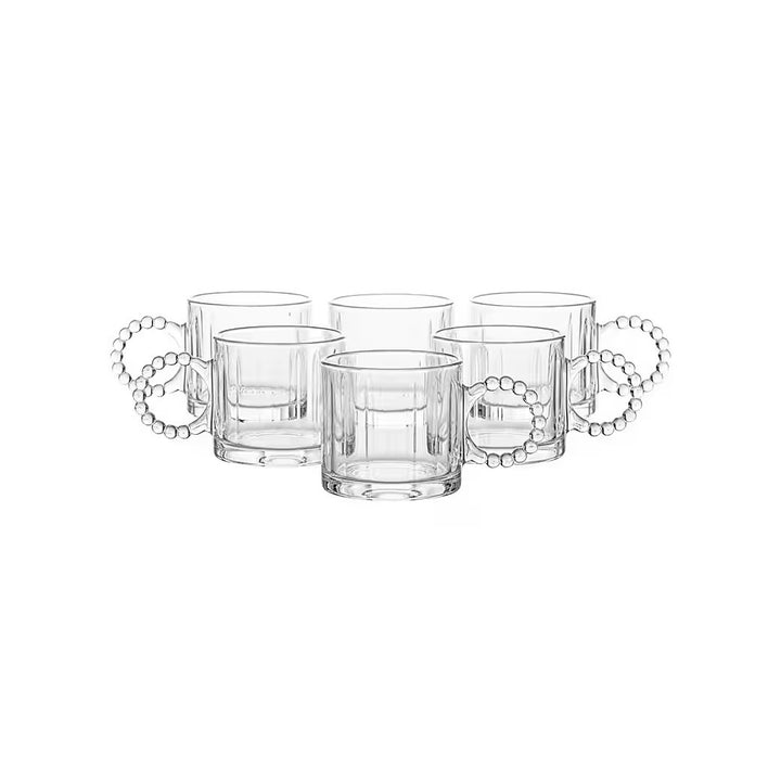 Pearly Glazen Set (6 stuks) - 300ml - Geribbeld Design