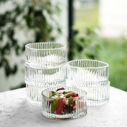 Almina Terra Buccia Glazen Schaaltjes - 6 Stuks - Transparant Ribbelglas