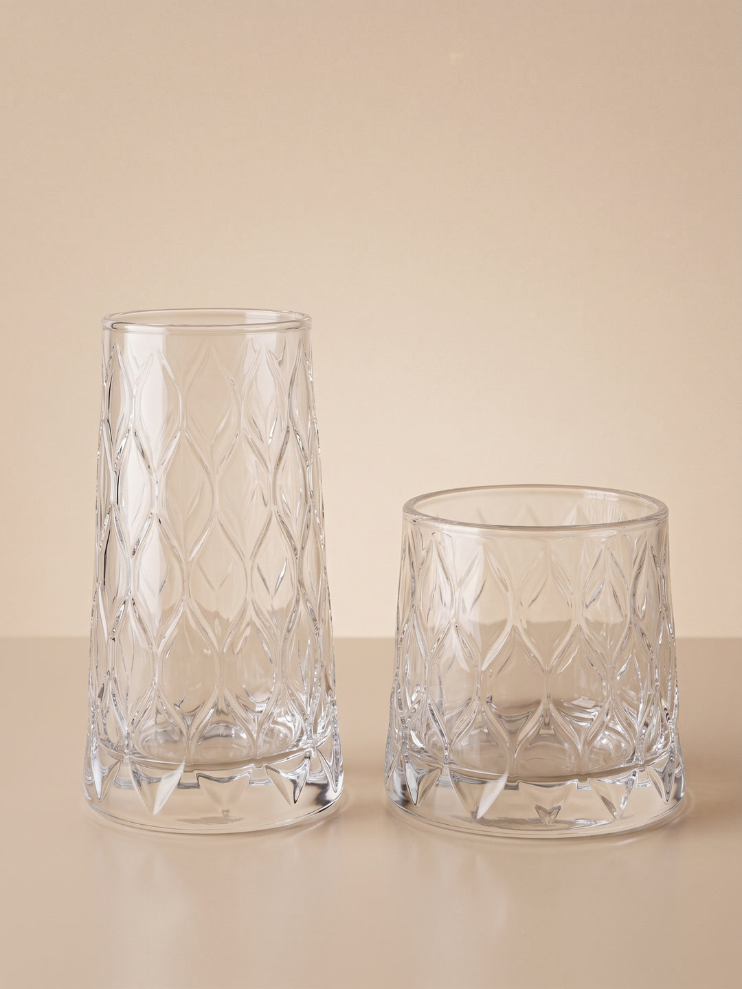 Pasabahce Leafy Drinkglazen Set van 4 - Longdrink &amp; Tumbler - 300ml / 345ml