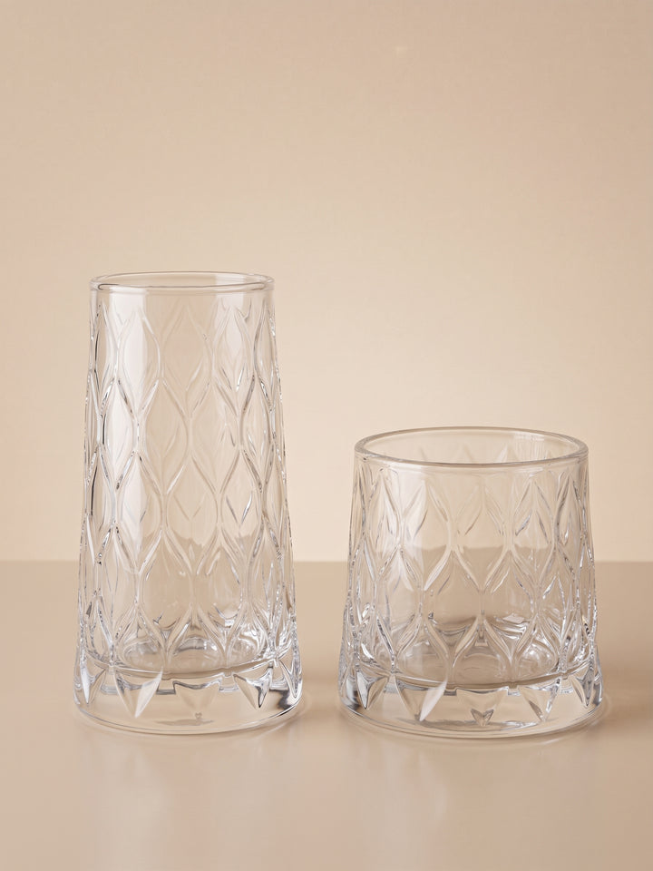 Pasabahce Leafy Drinkglazen Set van 4 - Longdrink &amp; Tumbler - 300ml / 345ml
