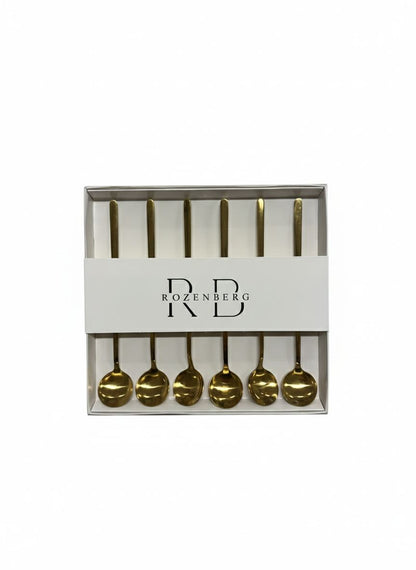 Luxe Gouden Latte Macchiato Lepels – Set van 6 – Lange Steel – RVS