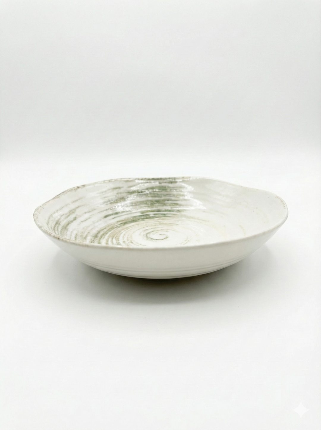 Ipek Olive Serviesset 24-delig – Porselein – Wit met Groene Swirl – Artistiek &amp; Modern