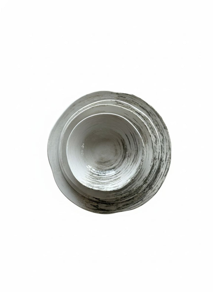 Ipek Olive Serviesset 24-delig – Porselein – Wit met Groene Swirl – Artistiek &amp; Modern
