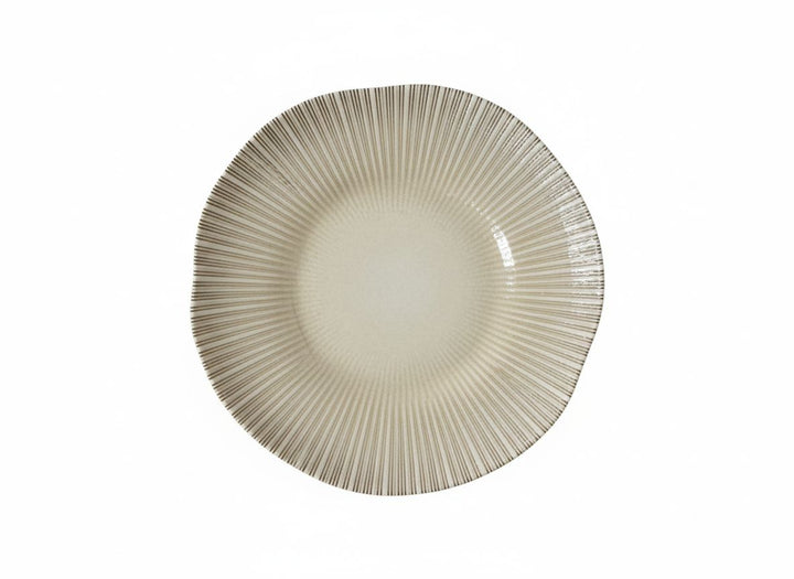 Ipek Sahara Serviesset 24-delig – Porselein – Beige met Lijnenstructuur – Modern &amp; Sfeervol