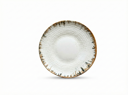 Ipek Terra Serviesset 24-delig – Porselein – Crème met Bruine Rand – Aards & Rustiek Design