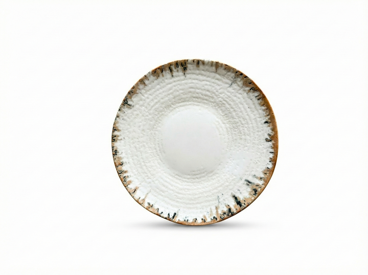 Ipek Terra Serviesset 24-delig – Porselein – Crème met Bruine Rand – Aards &amp; Rustiek Design