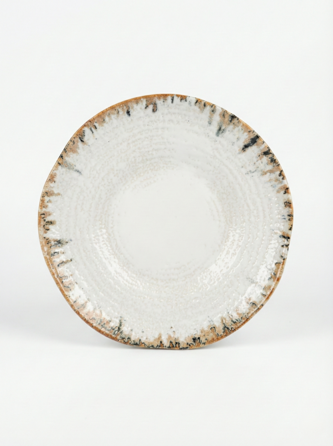 Ipek Terra Serviesset 24-delig – Porselein – Crème met Bruine Rand – Aards &amp; Rustiek Design