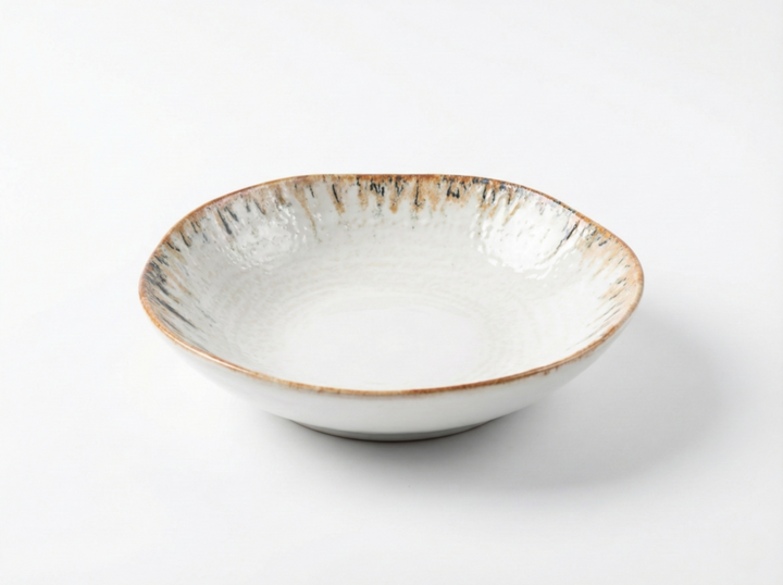 Ipek Terra Serviesset 24-delig – Porselein – Crème met Bruine Rand – Aards &amp; Rustiek Design