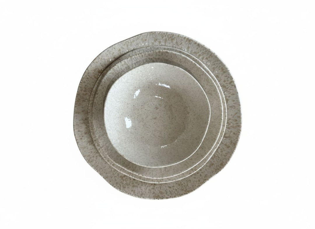 Ipek Pearl Serviesset 24-delig – Porselein – Beige met Parelmoer Glans – Reliëf Structuur