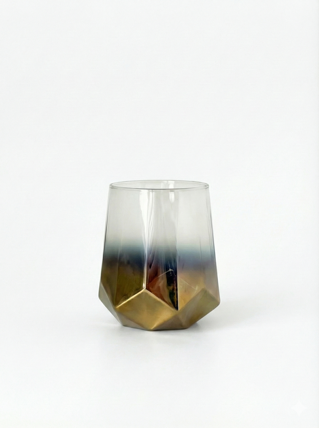 Lav Luxe Tumbler / Waterglas Goud &amp; Zwart Ombre - 400ml Geometrisch Design