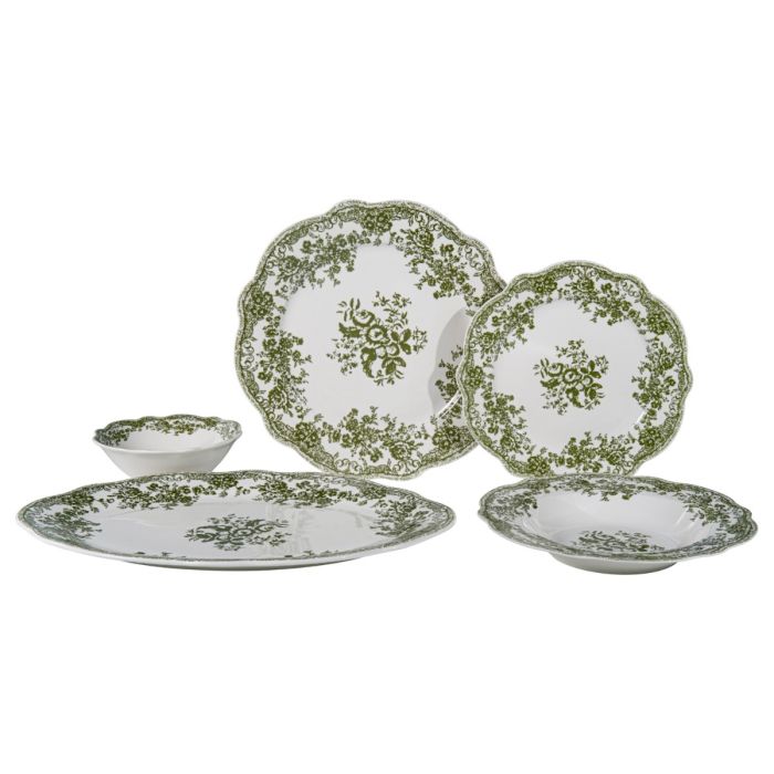 25-Delige Vintage Servies Set Porselein - Groen (Pre-Order)