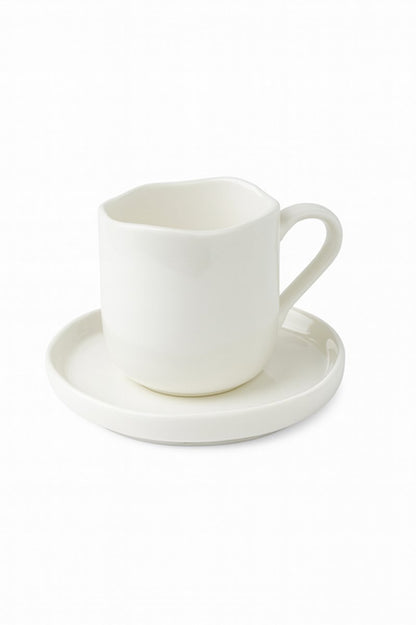 Almina Diva Koffiekopjes – 12-delige Set voor 6 Personen – Wit - Porselein – 250ml