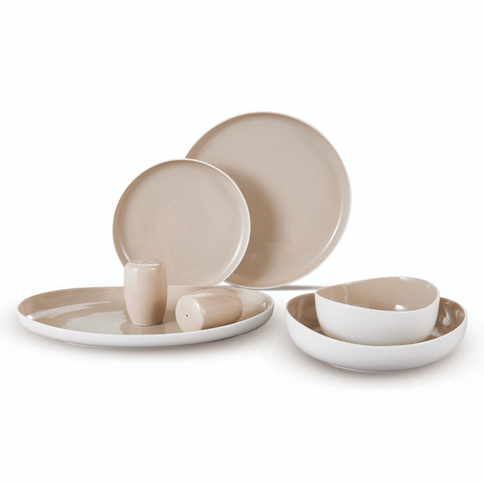 Bricard Colmar Serviesset 27-delig  Wit & Taupe met Peper- en Zoutstel