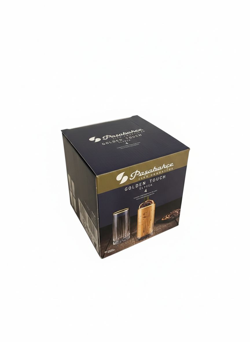 Pasabahce Luxe Longdrinkglazen Set (4 stuks) - 28cl - Met Elegante Gouden Rand