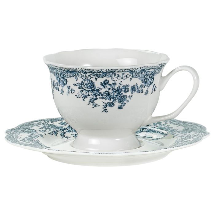 12-Delige Vintage Kop en Schotel Set Porselein - Blauw (Pre-Order)