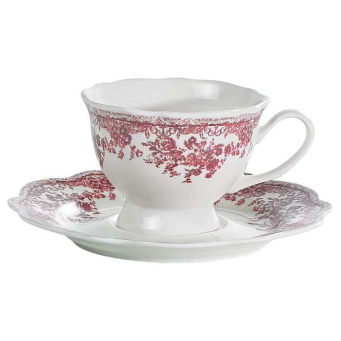 12-Delige Vintage Kop en Schotel Set Porselein - Roze (Pre-Order)